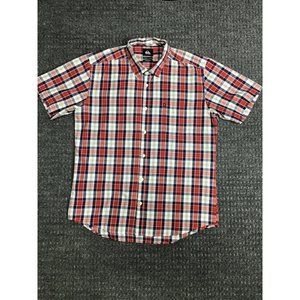 Quicksilver- Short Sleeved, Plaid Button Up Shirt Size XL